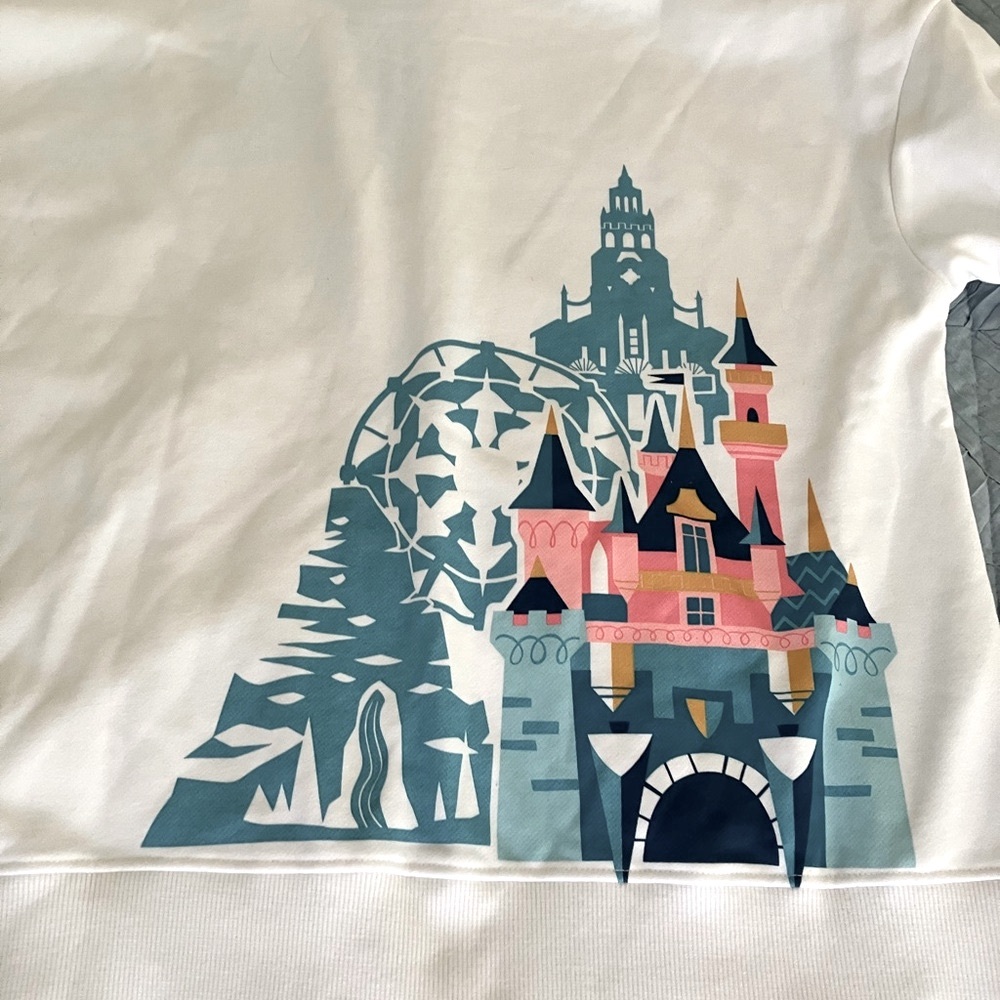 Disney castle zipper hoodie sweatshirt, white and teal, size Large - NWT - Picture 8 of 12